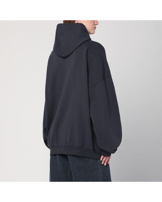 Balenciaga Blue Schwarzer Ausgewaschener Oversize-Hoodie Optical