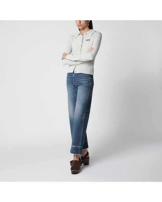 Chloé Gray Slim-Fit Logo Wool Cardigan