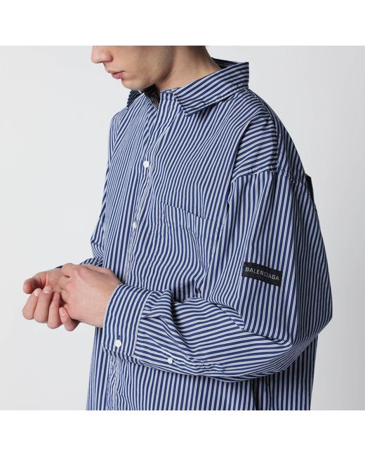 Balenciaga Blue Oversize And Striped Shirt for men