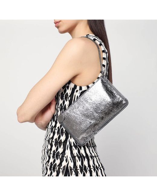 Stella McCartney Gray Metallic Falabella Clutch With Chain