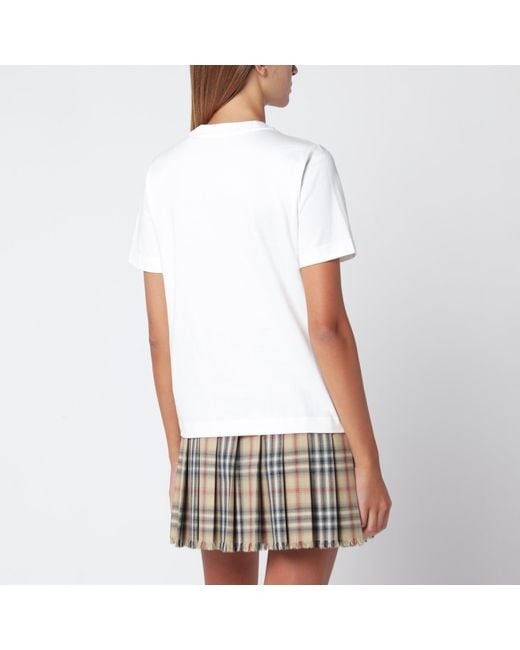 Burberry White Cotton Crew-Neck T-Shirt With Knight Check