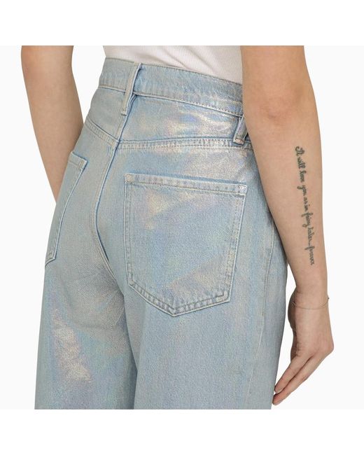 Jeans cropped la jane in denim hologram di FRAME in Blue