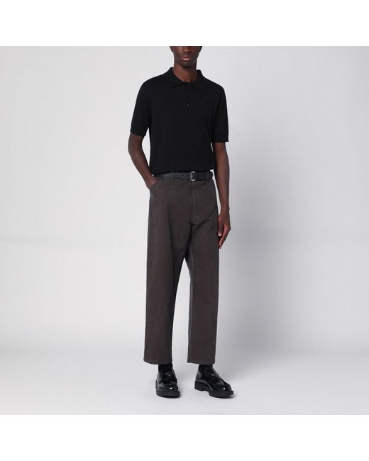 Prada Black Vintage-Effect Cotton Trousers for men