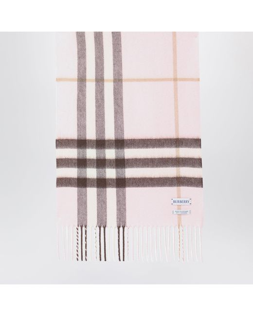 Burberry Pink Cashmere Scarf With A Checked Pattern