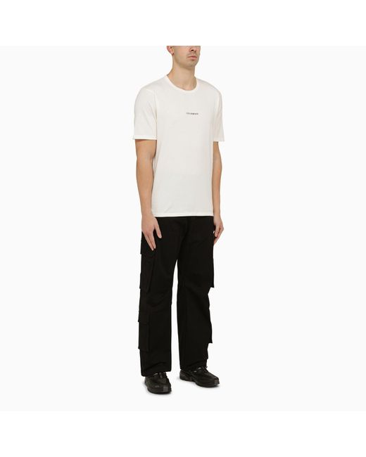 C P Company White Gauze-Coloured Crew-Neck T-Shirt With Logo for men