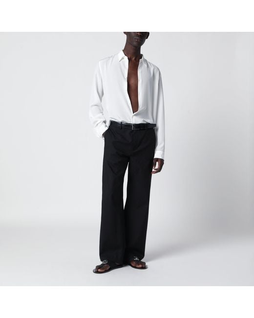 Gucci Black Wool Trousers With Gg Pattern for men