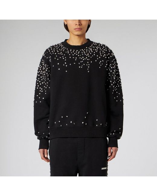 1989 STUDIO Black Crew-Neck Sweatshirt Crystals for men