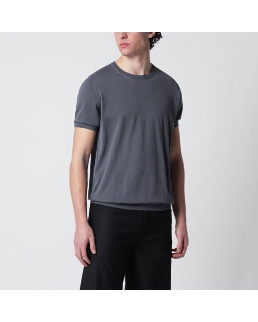 Drumohr Blue Cotton Crewneck Sweater for men