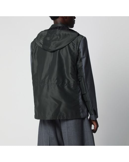 Sacai Gray Khaki Wool And Nylon Jacket for men