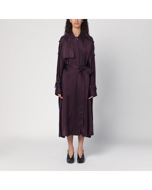 Victoria Beckham Purple Eggplant Colour Single-Breasted Trench Coat