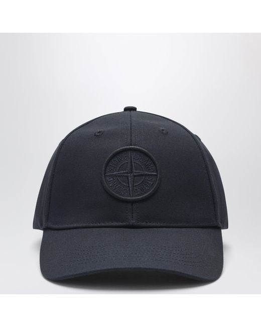 Stone Island Blue Baseball Cap With Logo for men