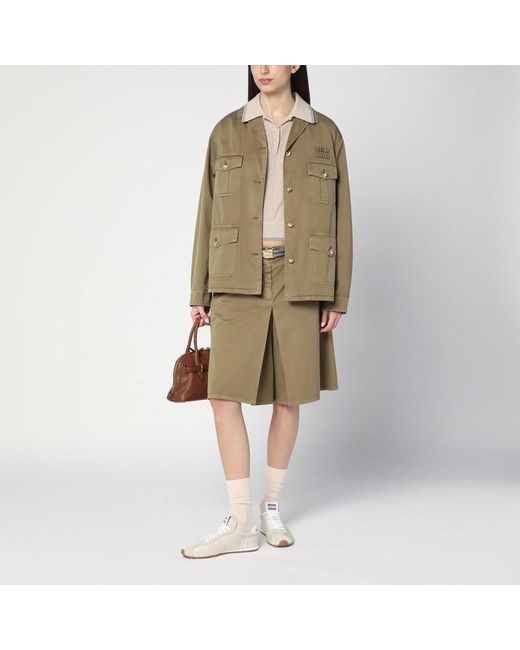 Veste En Satin De Coton Vert Miu Miu en coloris Green