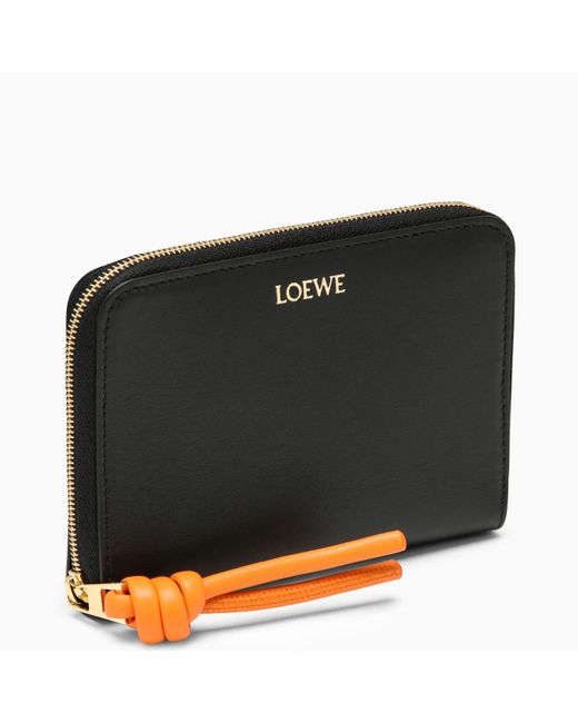 Loewe Black Knot Compact Zipped Wallet In Leather