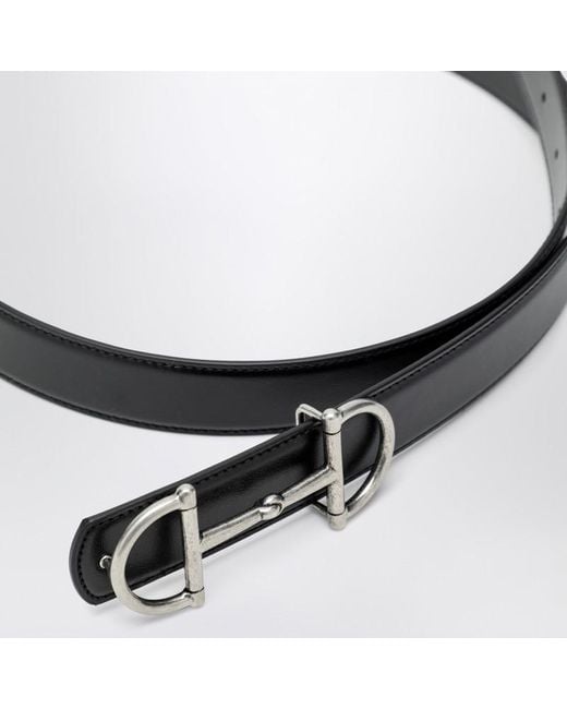 Gucci Black Reversible/Dark Leather Belt With Horsebit Buckle for men