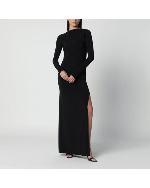 ANDAMANE Black Open-Back Stretch Jersey Maxi Dress