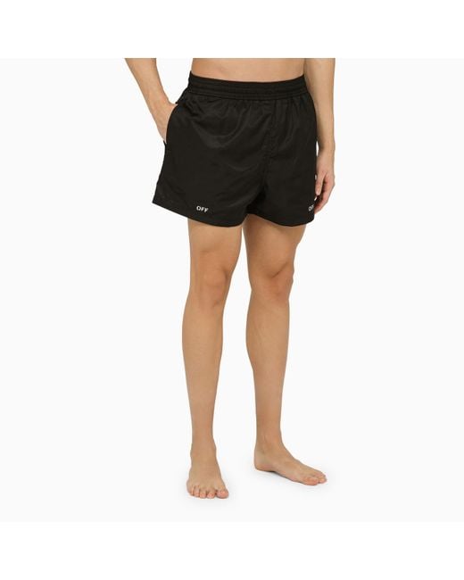Off-White c/o Virgil Abloh Black Off- Swim Shorts With Logo Off for men