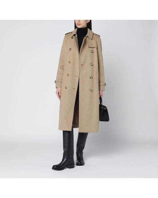 Burberry Natural Mélange Double-Breasted Cashmere Coat