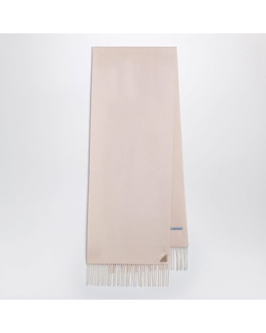 Prada Natural Powder Silk And Cashmere Scarf