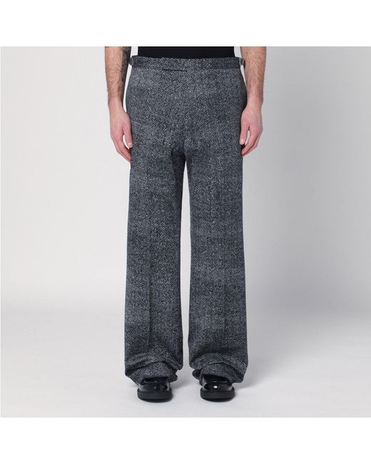 Prada Gray Herringbone Pants for men