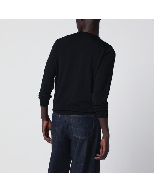 Drumohr Black Wool Crew-Neck Sweater for men
