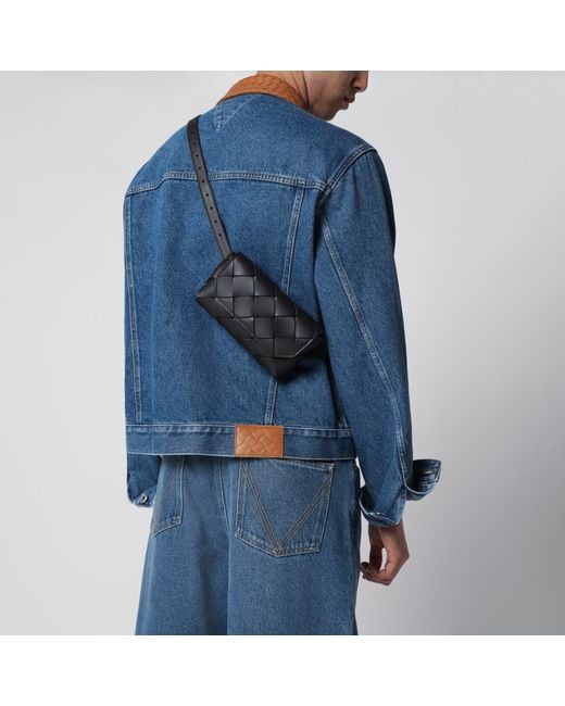 Bottega Veneta Black Diago Intreccio Belt Bag for men