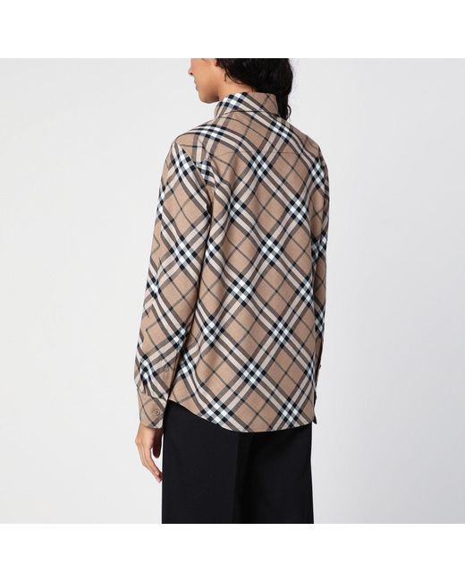 Burberry Black Check Pattern Wool Blend Shirt