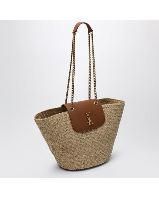 Saint Laurent Brown Manon Raffia Basket Bag