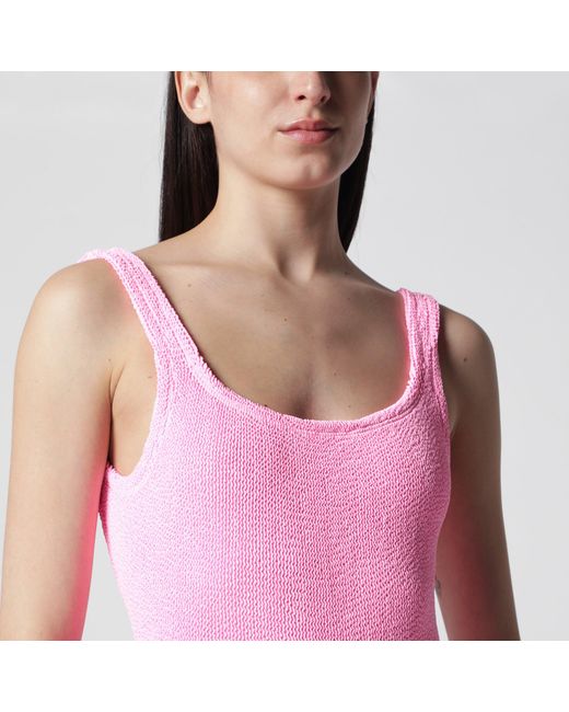 Hunza G Pink Square Bubble One-Piece Swimsuit