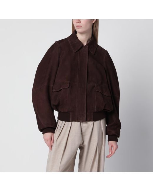 Loewe Brown Dark Suede Bomber Jacket
