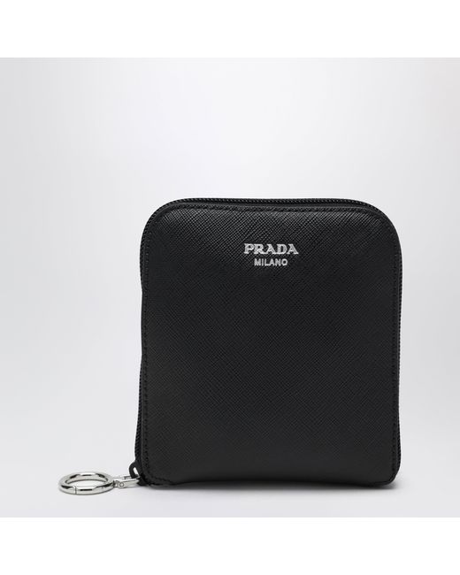 Prada Black Saffiano Leather Charm With Re-Nylon Tote Bag