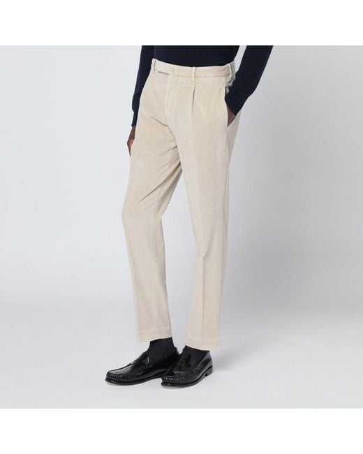 Santaniello White Off Corduroy Trousers for men