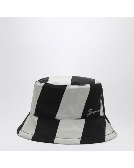 Jacquemus Black Baluchon Bucket Hat With Bold Stripes