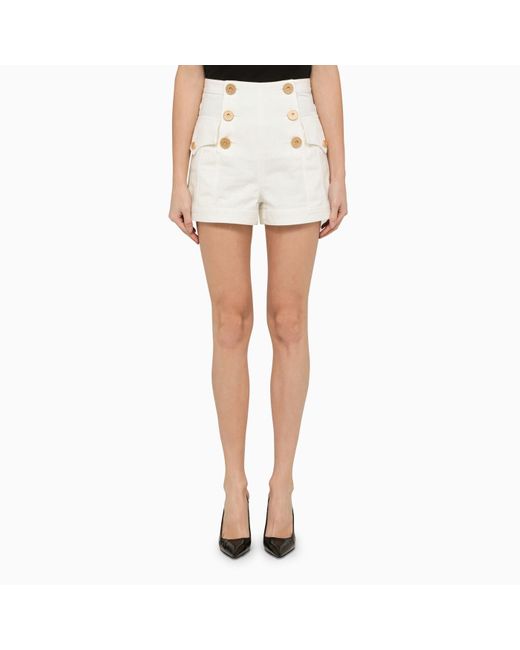 Balmain White Paris Shorts
