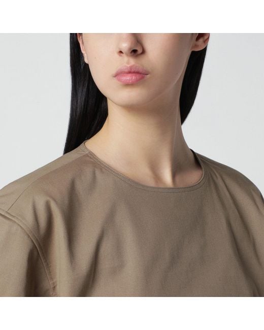 Thelatest Natural Short-Sleeve Cognac Cotton Top