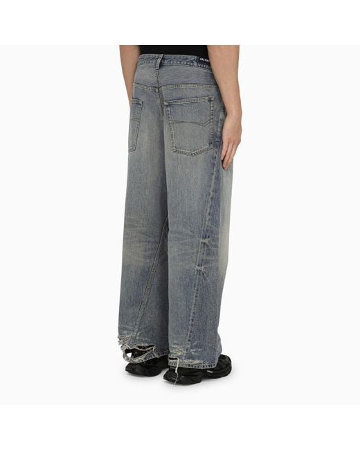 Balenciaga Gray Light Oversized baggy Jeans In Washed Denim for men