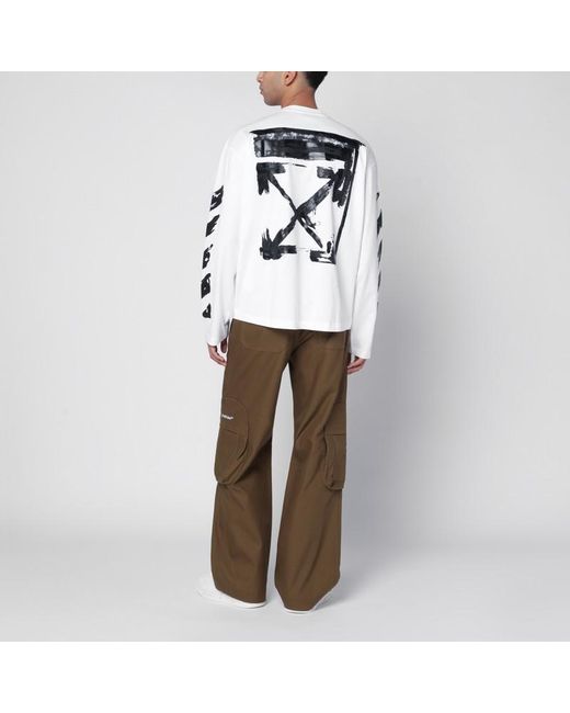 T-Shirt À Manches Longues Avec Logo Off-White c/o Virgil Abloh pour homme en coloris White
