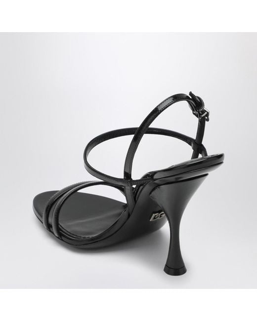 Dolce & Gabbana White Black Polished Calf Leather Sandals