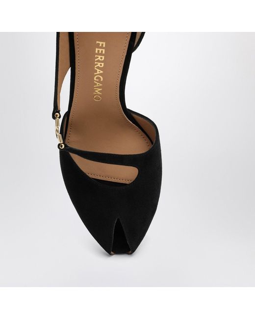 Ferragamo Black Decollete With Gancini Detail