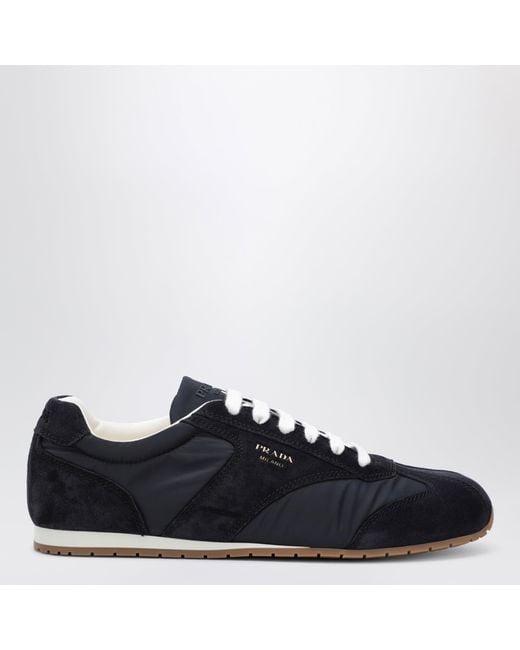 Prada Blue Fabric And Suede Sneakers for men