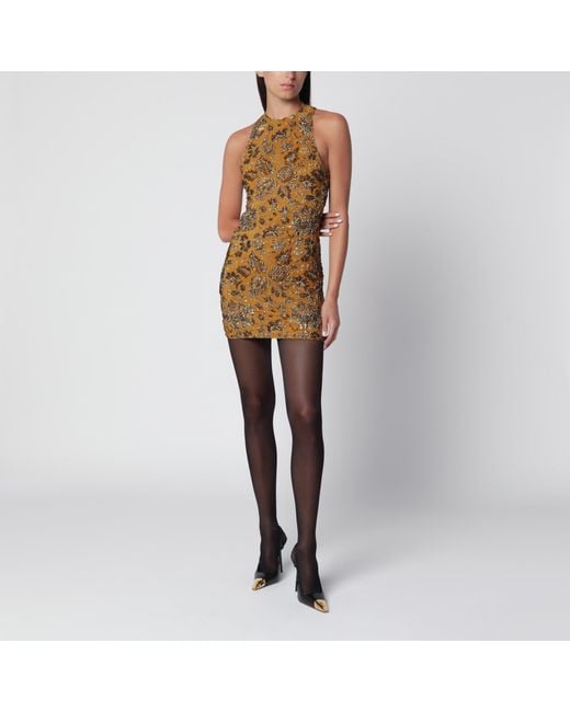 Saint Laurent Brown Mini Dress