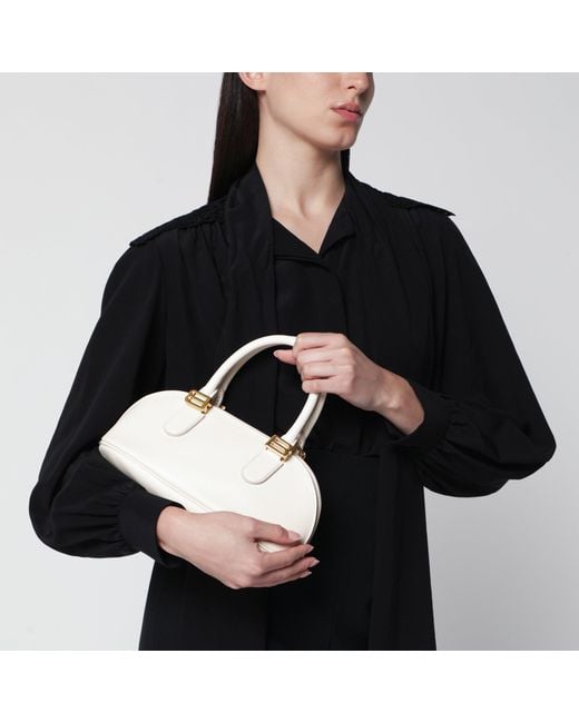 Balenciaga White Cream Leather Bolero Mini Bowling Bag
