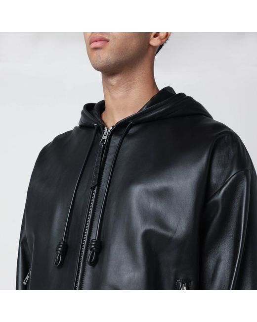 Giacca con cappuccio nera in pelle di Loewe in Black da Uomo