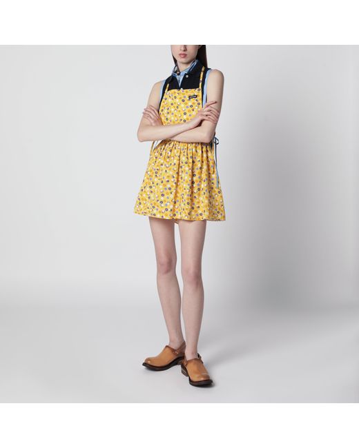 Miu Miu Yellow Floral Cotton Poplin Dress