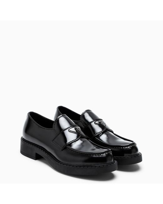 Prada Black Chocolate Loafer In Brushed Leather for men