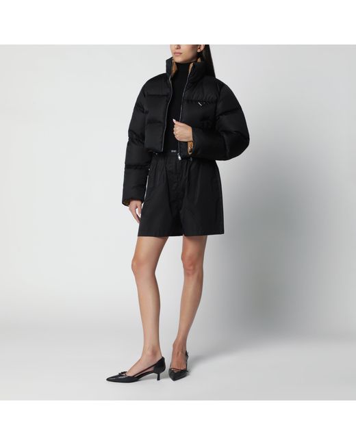Prada Black Cropped Re-Nylon Down Jacket