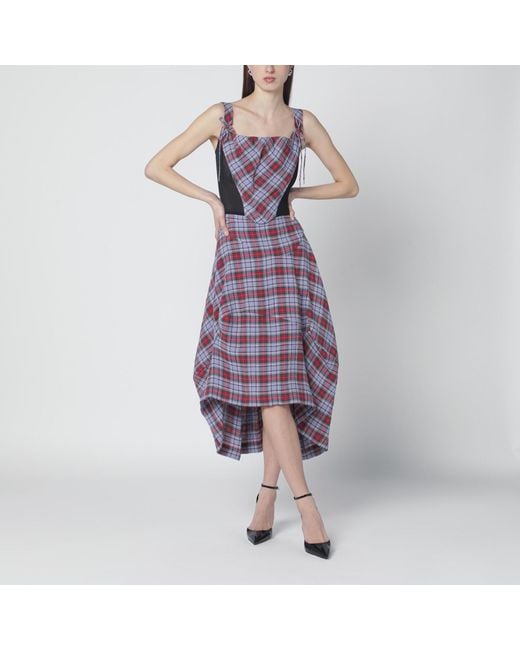 Vivienne Westwood Puppy Linen Corset With Tartan Pattern in Purple