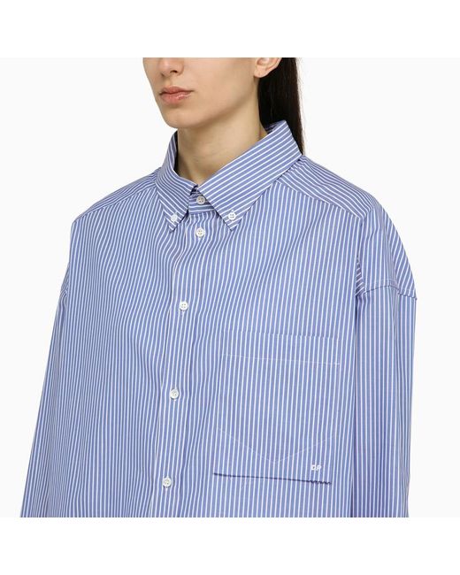 Camicia button-down a righe azzurra/bianca in cotone di DARKPARK in Blue
