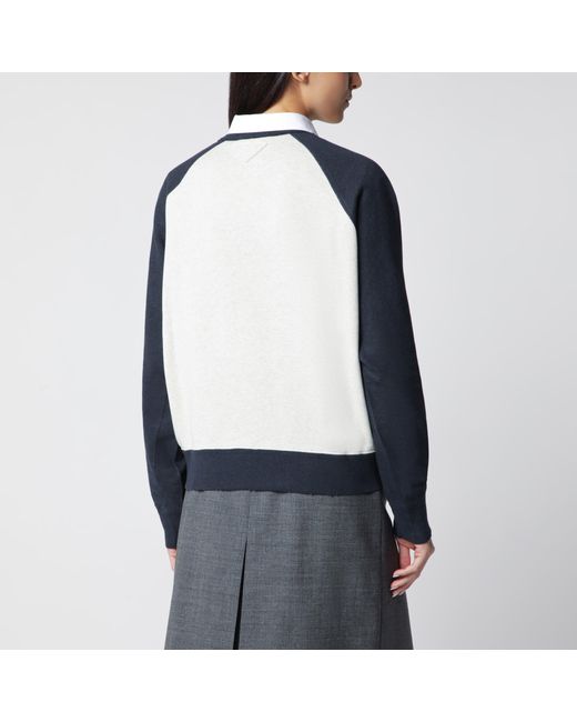 Prada Black Natural/ Cotton Crewneck Sweatshirt