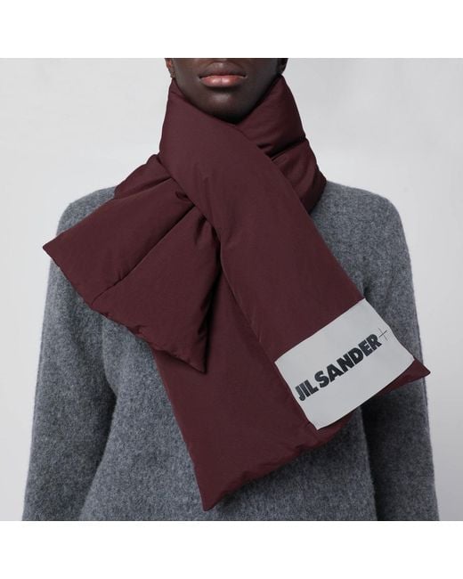 Jil Sander Purple Plum Padded Scarf With Logo for men