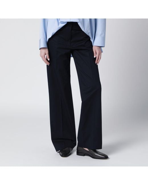 PT Torino Blue Francoise Cotton Blend Trousers